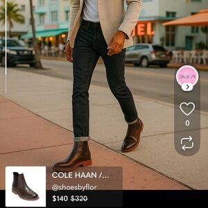 COLE HAAN / Go To Chelsea / Grandseries Mens Brown / Leather / With Pull Tab & B